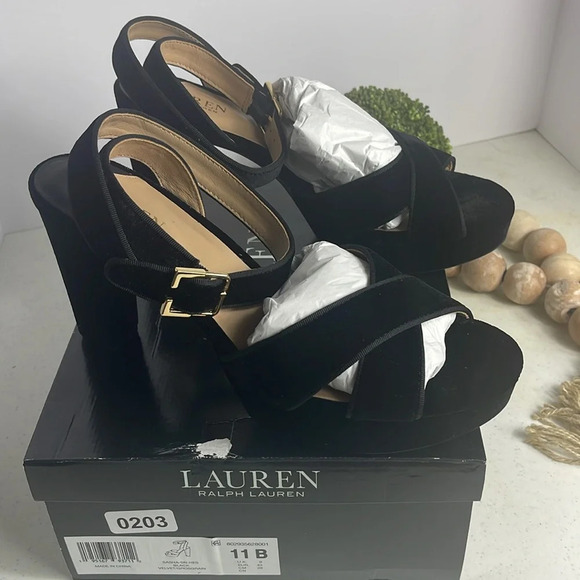 Lauren by Ralph Lauren women’s Velvet/Suede Sasha Sandals Platform Sz 11 - Picture 12 of 12